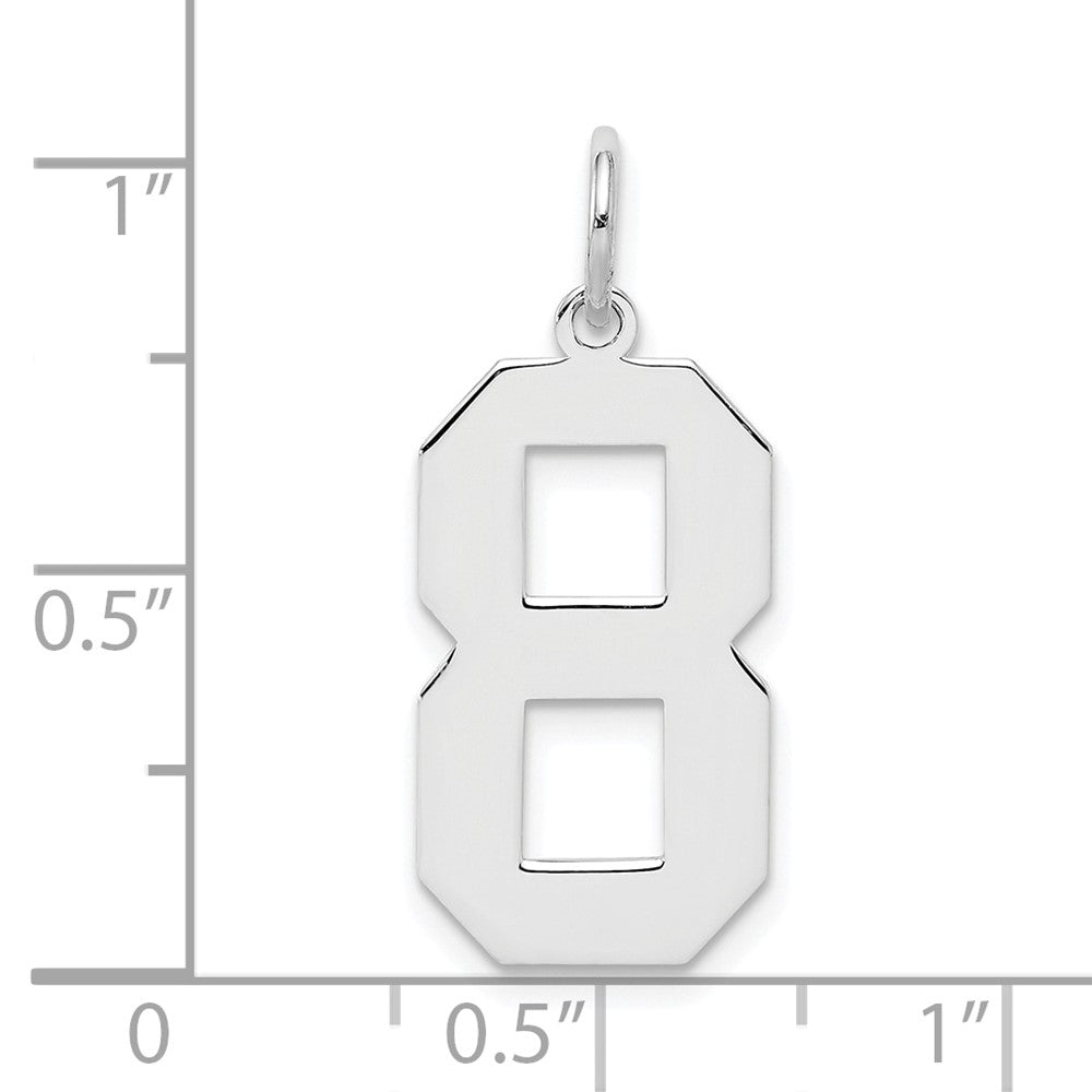 Alternate view of the Sterling Silver, Athletic Collection, Large Polished Number 8 Pendant by The Black Bow Jewelry Co.
