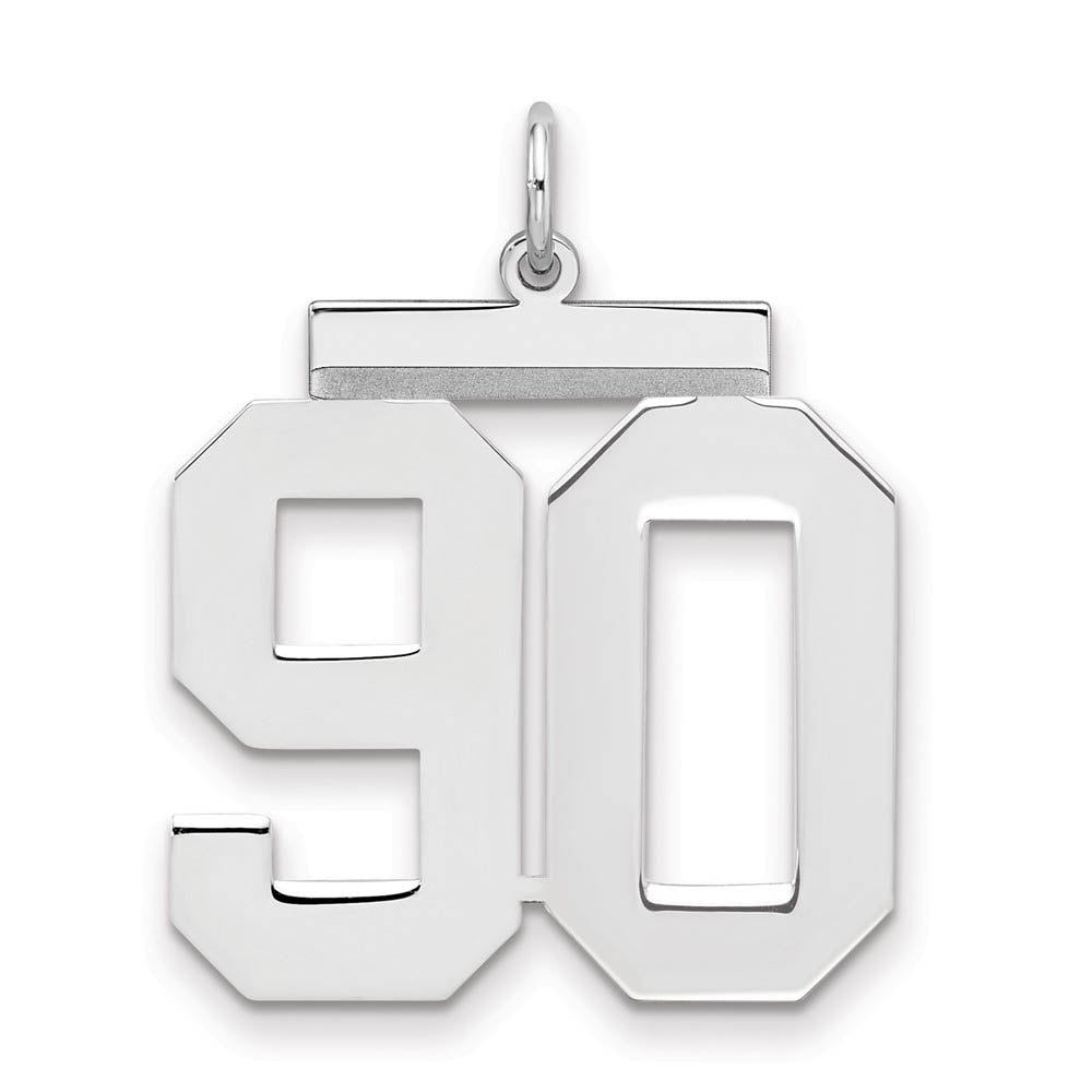 Sterling Silver, Athletic Collection, Large Polished Number 90 Pendant, Item P14043-90 by The Black Bow Jewelry Co.