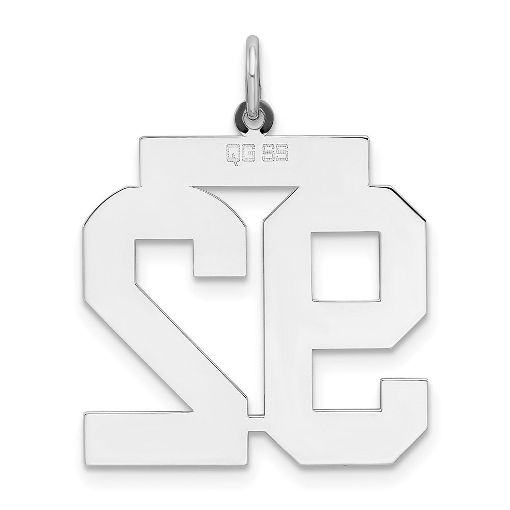 Alternate view of the Sterling Silver, Athletic Collection, Large Polished Number 92 Pendant by The Black Bow Jewelry Co.