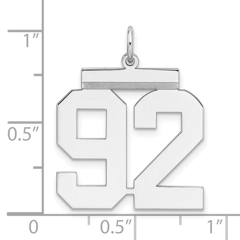 Alternate view of the Sterling Silver, Athletic Collection, Large Polished Number 92 Pendant by The Black Bow Jewelry Co.
