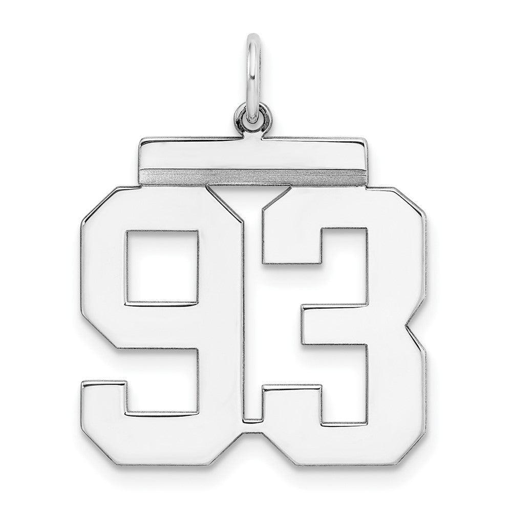 Sterling Silver, Athletic Collection, Large Polished Number 93 Pendant, Item P14043-93 by The Black Bow Jewelry Co.