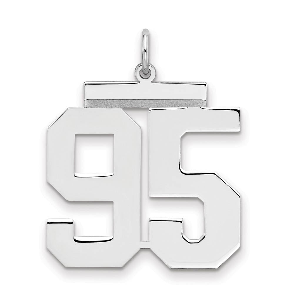 Sterling Silver, Athletic Collection, Large Polished Number 95 Pendant, Item P14043-95 by The Black Bow Jewelry Co.