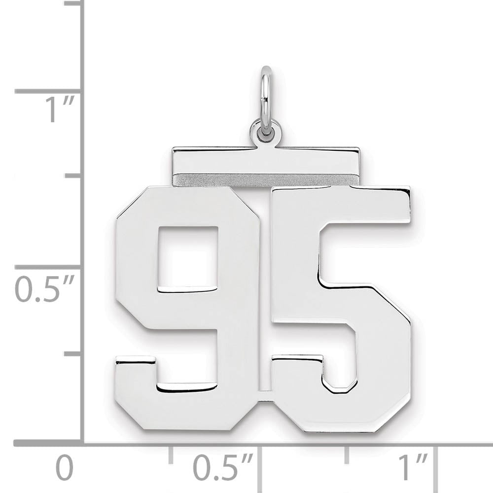 Alternate view of the Sterling Silver, Athletic Collection, Large Polished Number 95 Pendant by The Black Bow Jewelry Co.