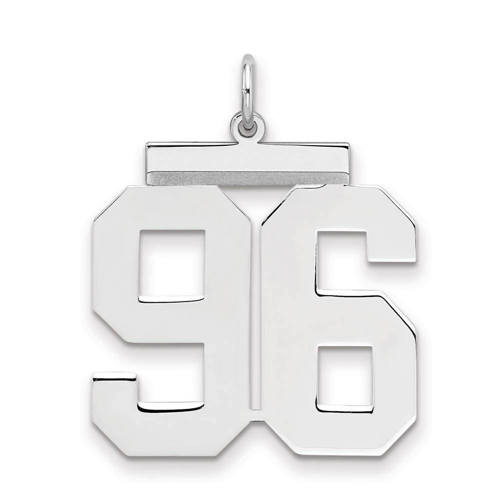 Sterling Silver, Athletic Collection, Large Polished Number 96 Pendant, Item P14043-96 by The Black Bow Jewelry Co.