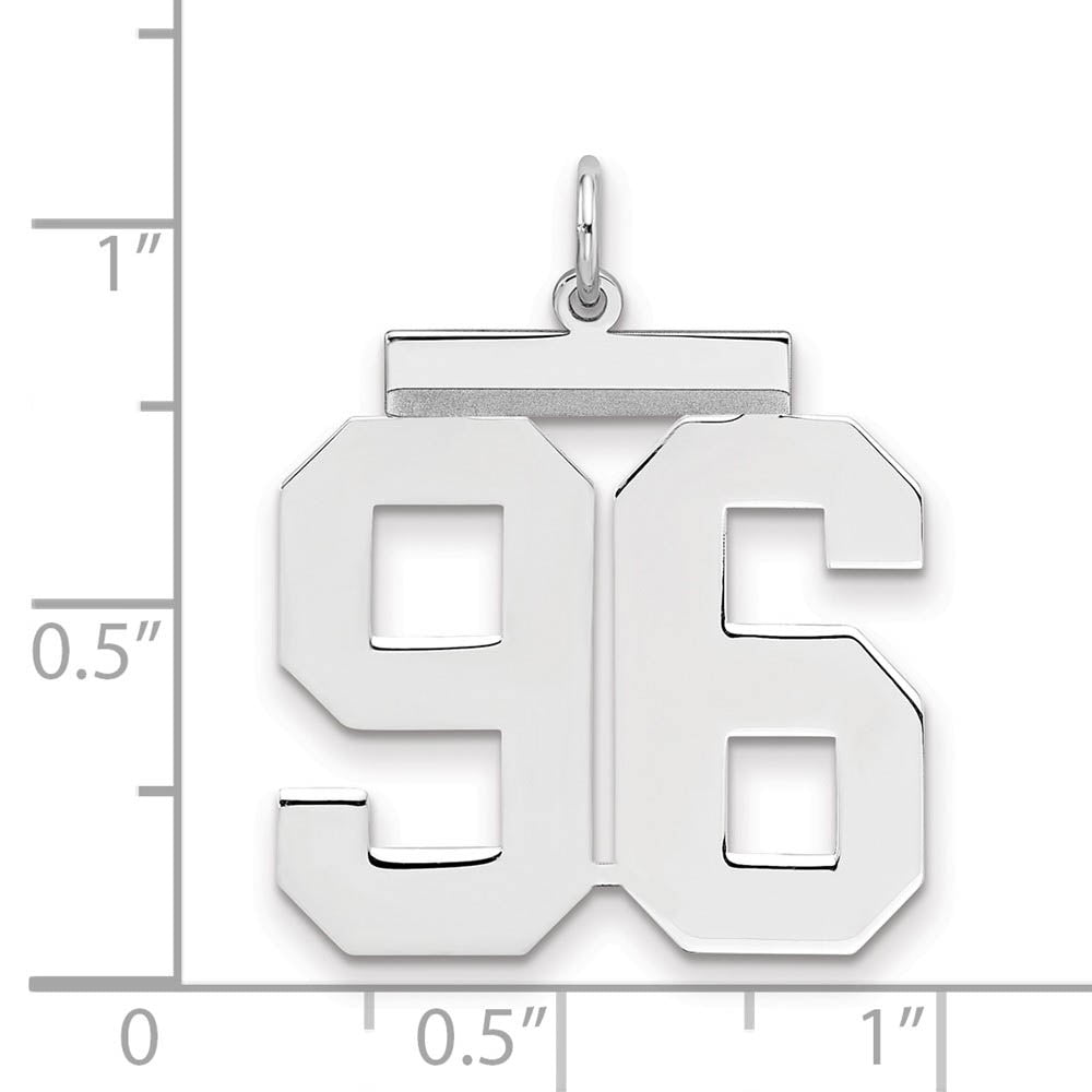 Alternate view of the Sterling Silver, Athletic Collection, Large Polished Number 96 Pendant by The Black Bow Jewelry Co.