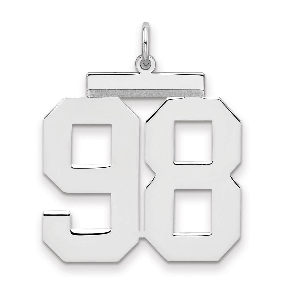 Sterling Silver, Athletic Collection, Large Polished Number 98 Pendant, Item P14043-98 by The Black Bow Jewelry Co.