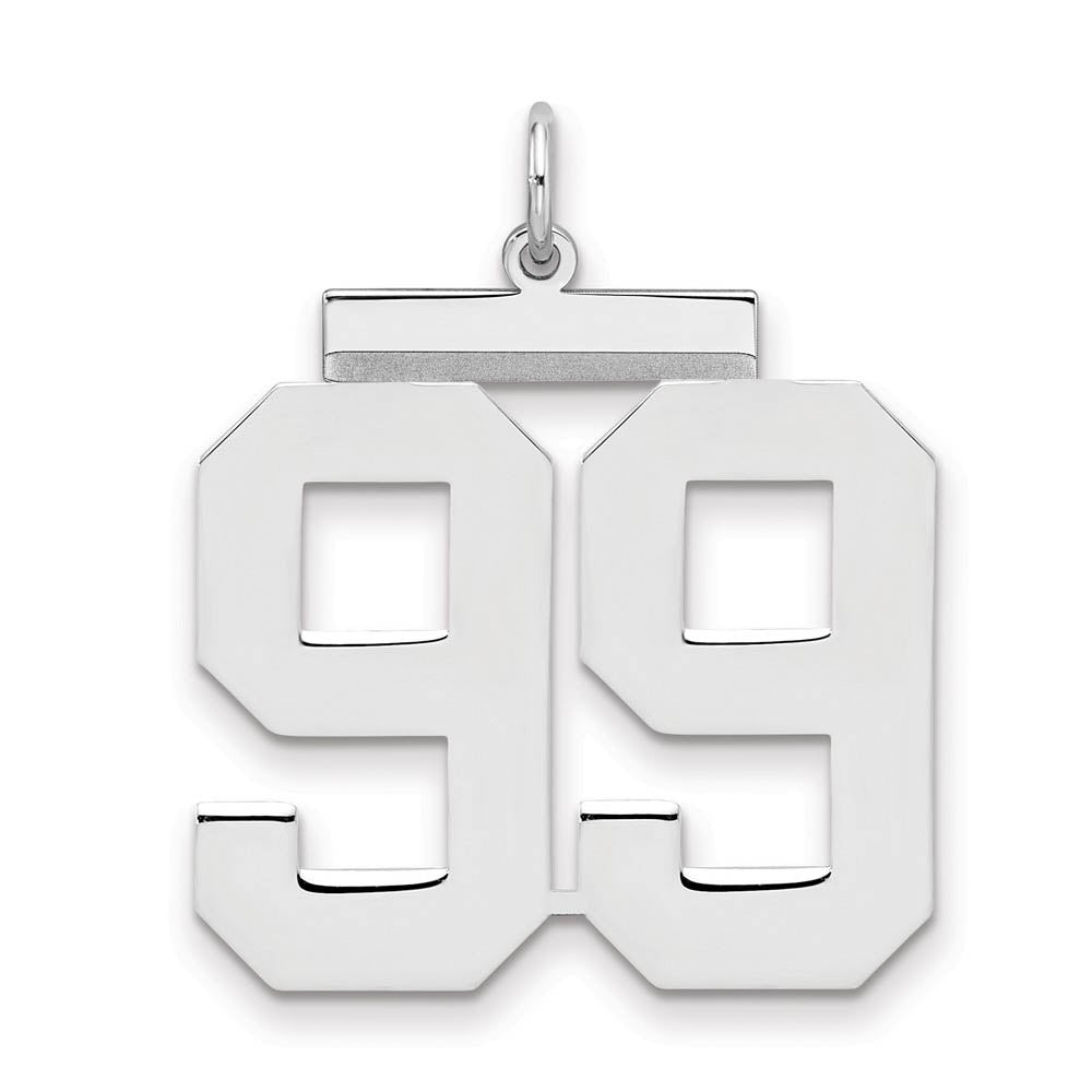 Sterling Silver, Athletic Collection, Large Polished Number 99 Pendant, Item P14043-99 by The Black Bow Jewelry Co.