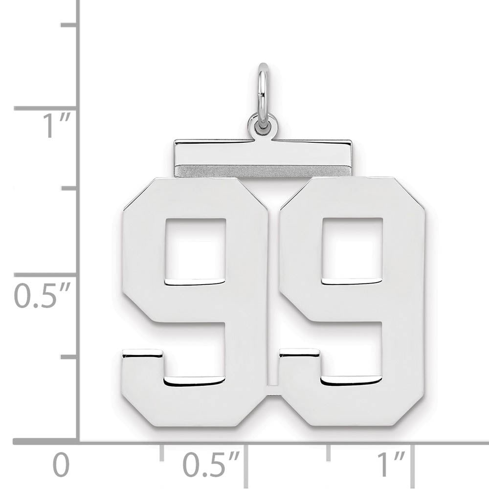 Alternate view of the Sterling Silver, Athletic Collection, Large Polished Number 99 Pendant by The Black Bow Jewelry Co.