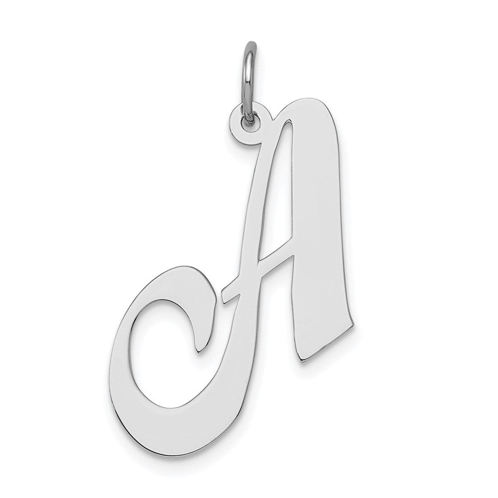 Sterling Silver, Ella Collection, LG Fancy Script Initial A Pendant, Item P14044-A by The Black Bow Jewelry Co.