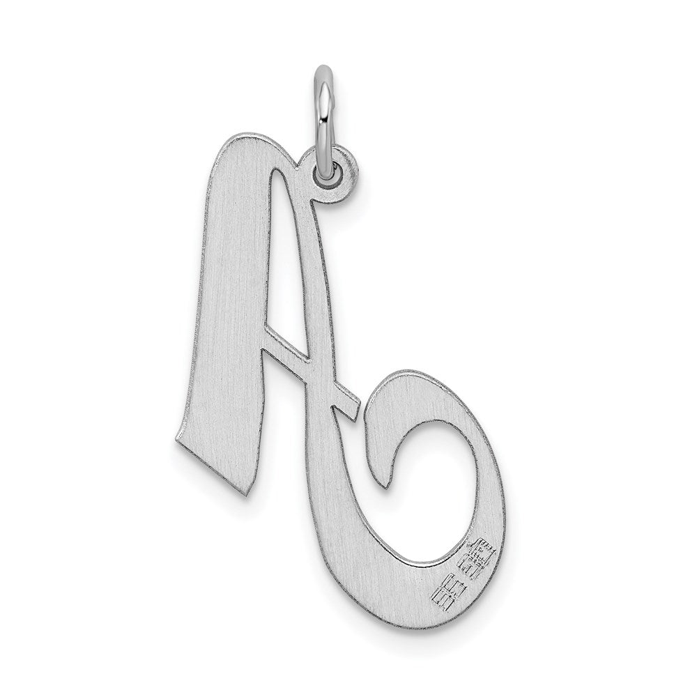 Alternate view of the Sterling Silver, Ella Collection, LG Fancy Script Initial A Pendant by The Black Bow Jewelry Co.