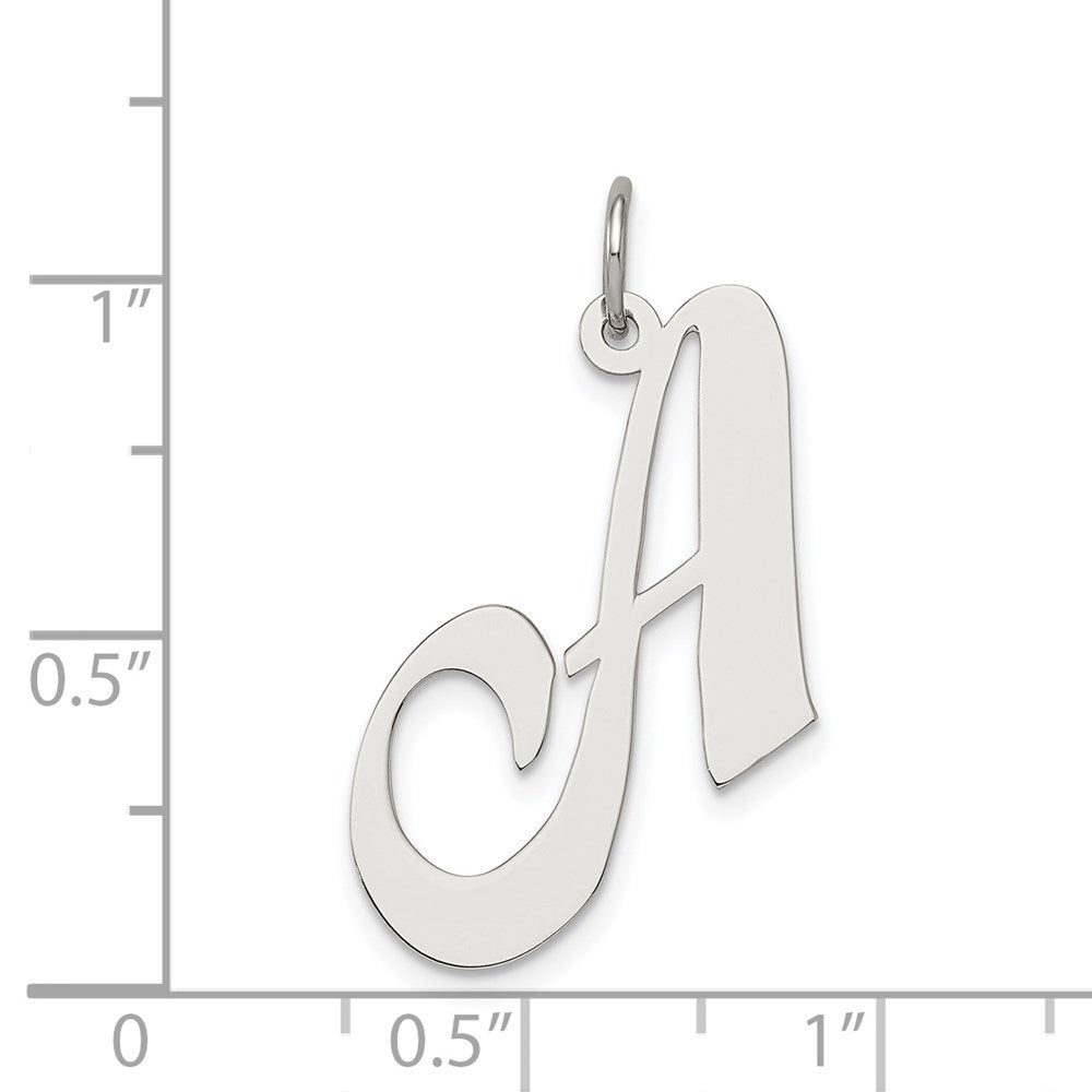 Alternate view of the Sterling Silver, Ella Collection, LG Fancy Script Initial A Pendant by The Black Bow Jewelry Co.