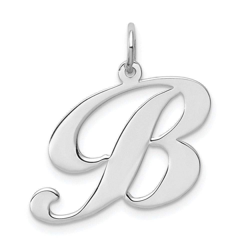 Sterling Silver, Ella Collection, LG Fancy Script Initial B Pendant, Item P14044-B by The Black Bow Jewelry Co.