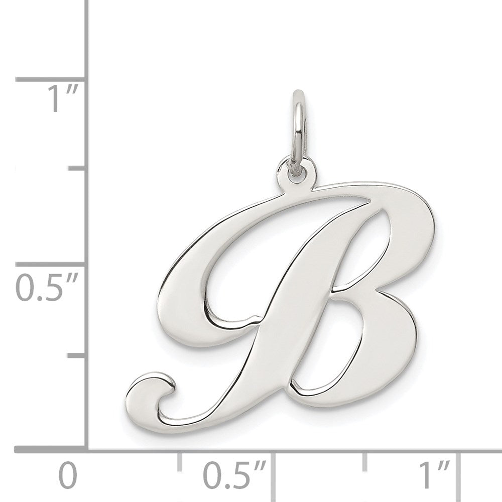 Alternate view of the Sterling Silver, Ella Collection, LG Fancy Script Initial B Pendant by The Black Bow Jewelry Co.