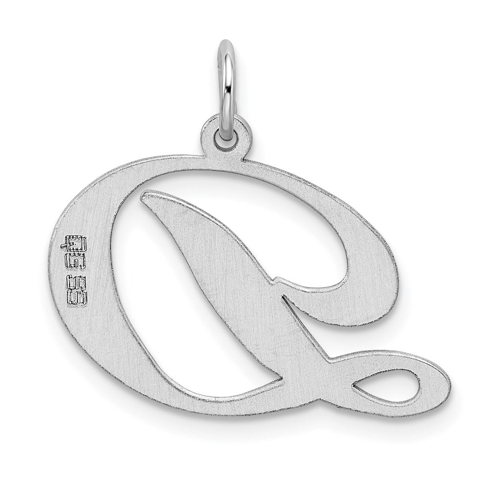 Alternate view of the Sterling Silver, Ella Collection, LG Fancy Script Initial D Pendant by The Black Bow Jewelry Co.