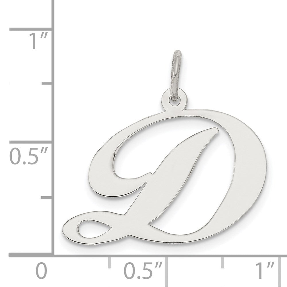 Alternate view of the Sterling Silver, Ella Collection, LG Fancy Script Initial D Pendant by The Black Bow Jewelry Co.