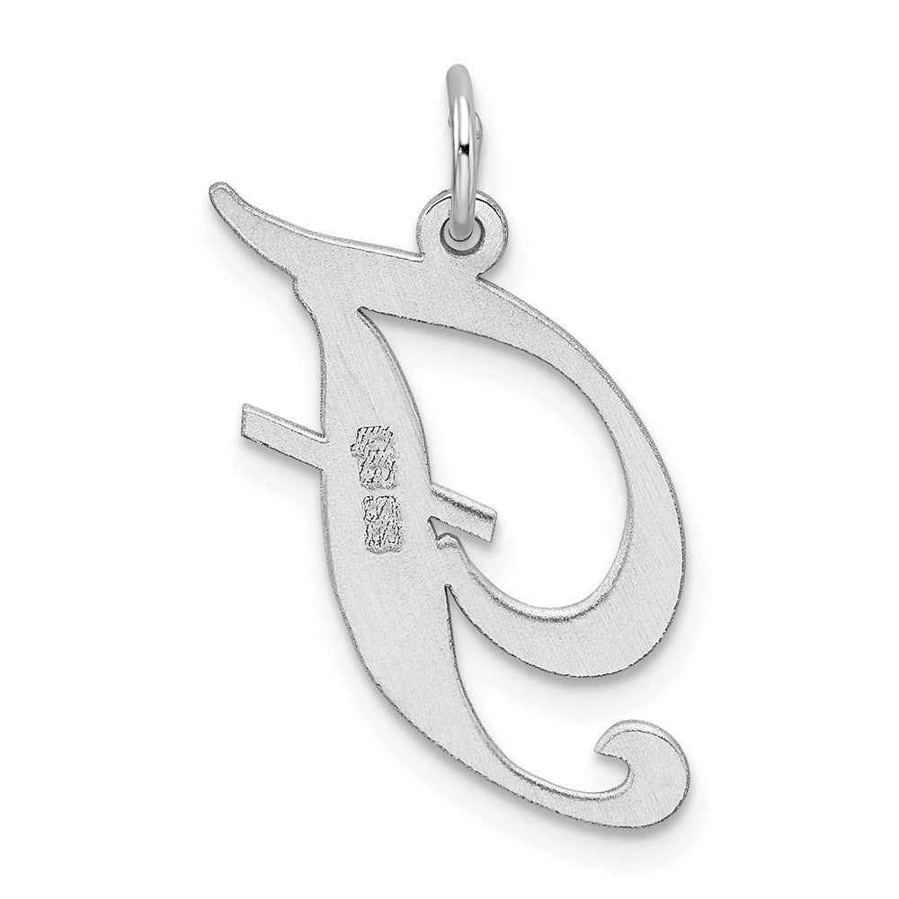 Alternate view of the Sterling Silver, Ella Collection, LG Fancy Script Initial F Pendant by The Black Bow Jewelry Co.