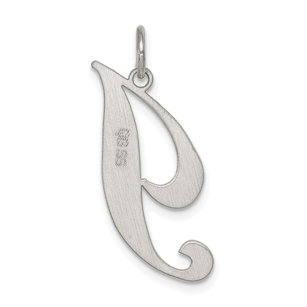 Alternate view of the Sterling Silver, Ella Collection, LG Fancy Script Initial I Pendant by The Black Bow Jewelry Co.