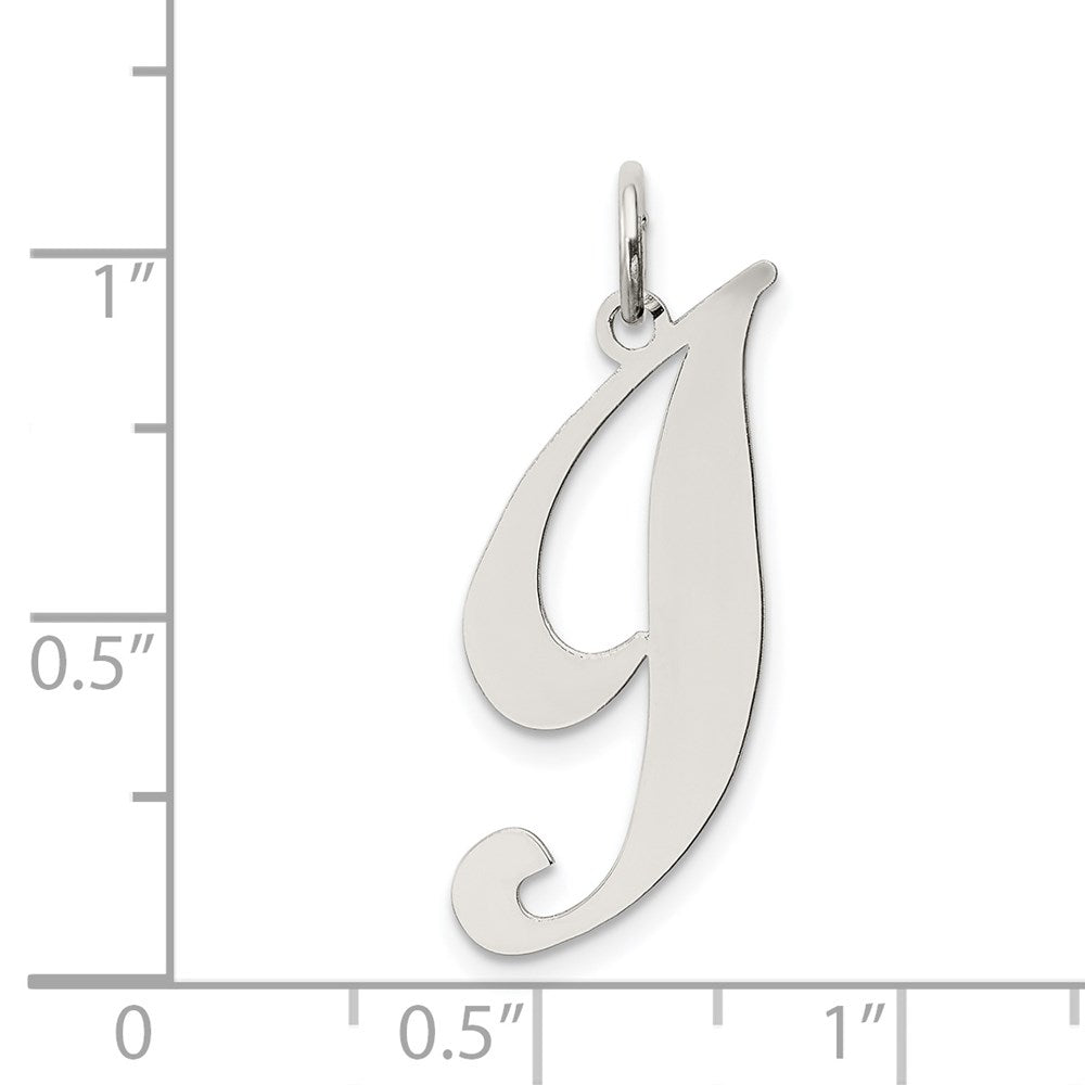 Alternate view of the Sterling Silver, Ella Collection, LG Fancy Script Initial I Pendant by The Black Bow Jewelry Co.