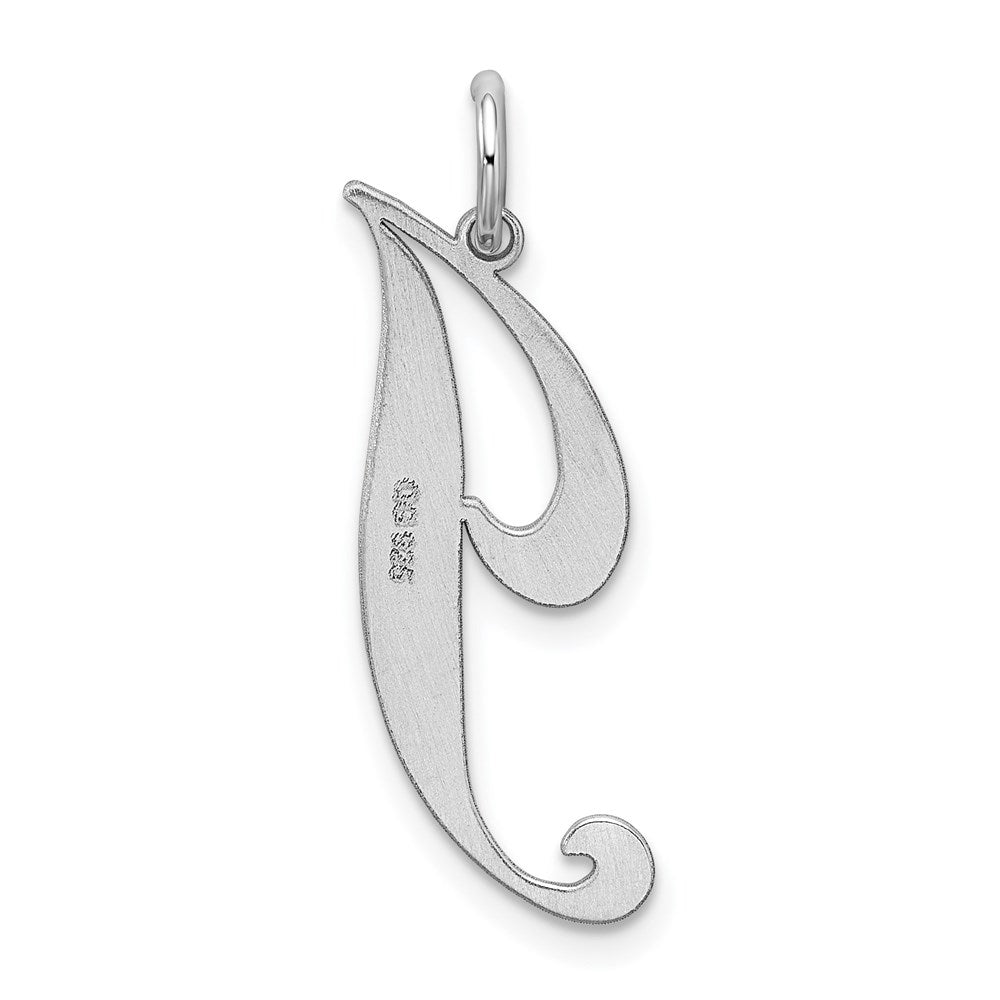 Alternate view of the Sterling Silver, Ella Collection, LG Fancy Script Initial J Pendant by The Black Bow Jewelry Co.