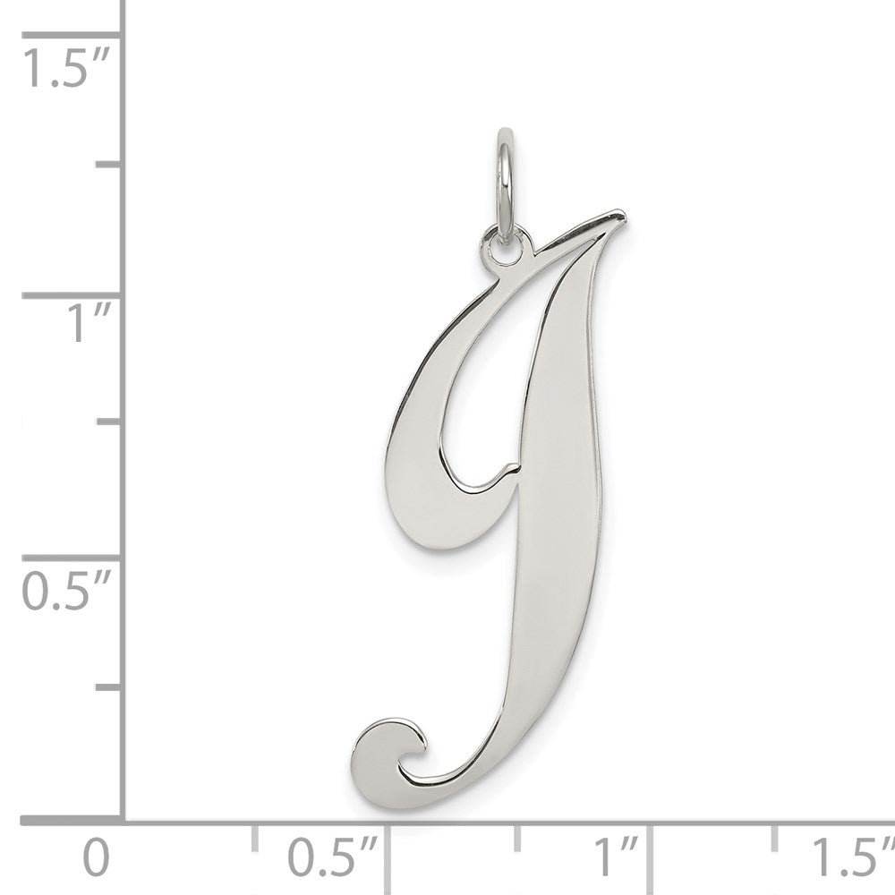 Alternate view of the Sterling Silver, Ella Collection, LG Fancy Script Initial J Pendant by The Black Bow Jewelry Co.