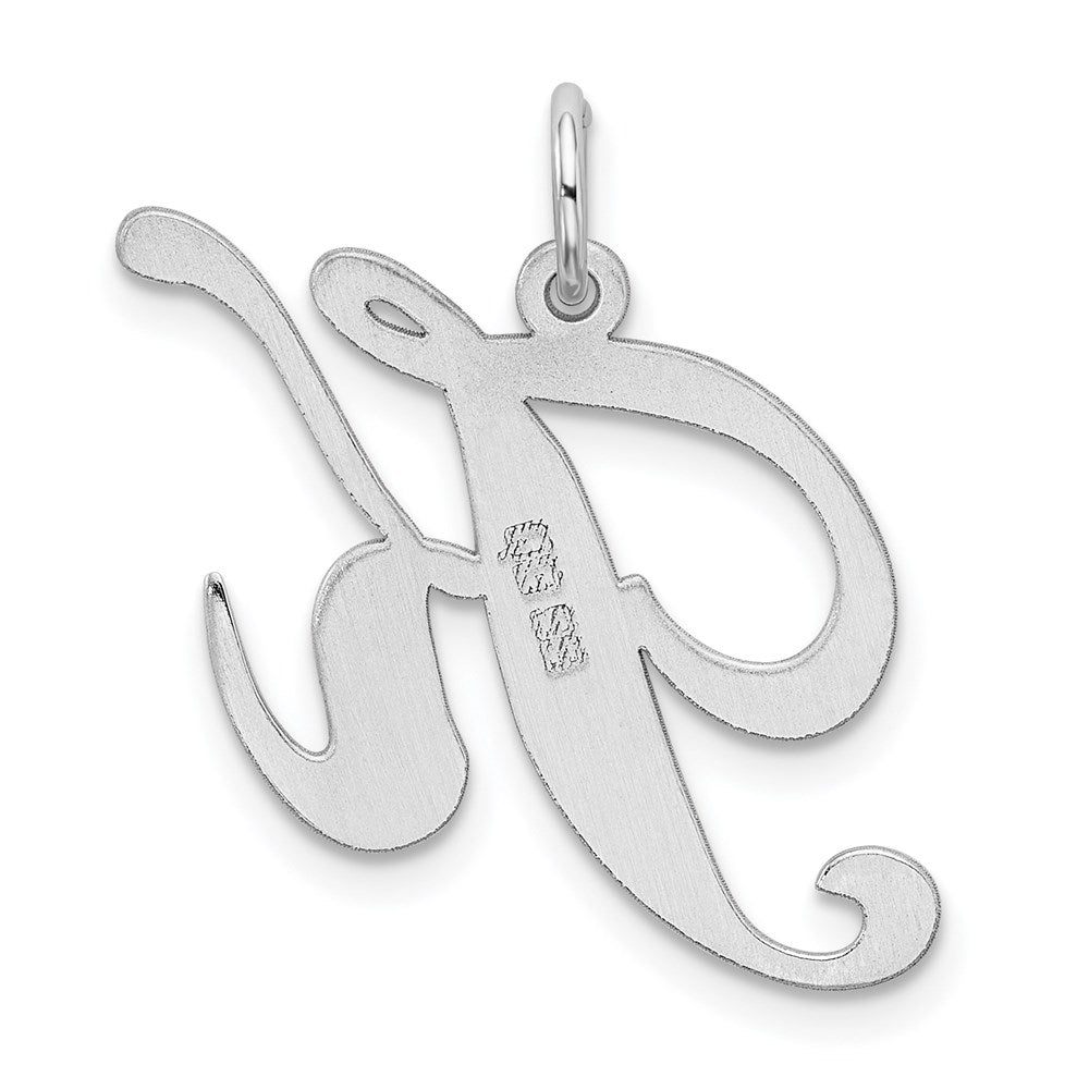 Alternate view of the Sterling Silver, Ella Collection, LG Fancy Script Initial K Pendant by The Black Bow Jewelry Co.