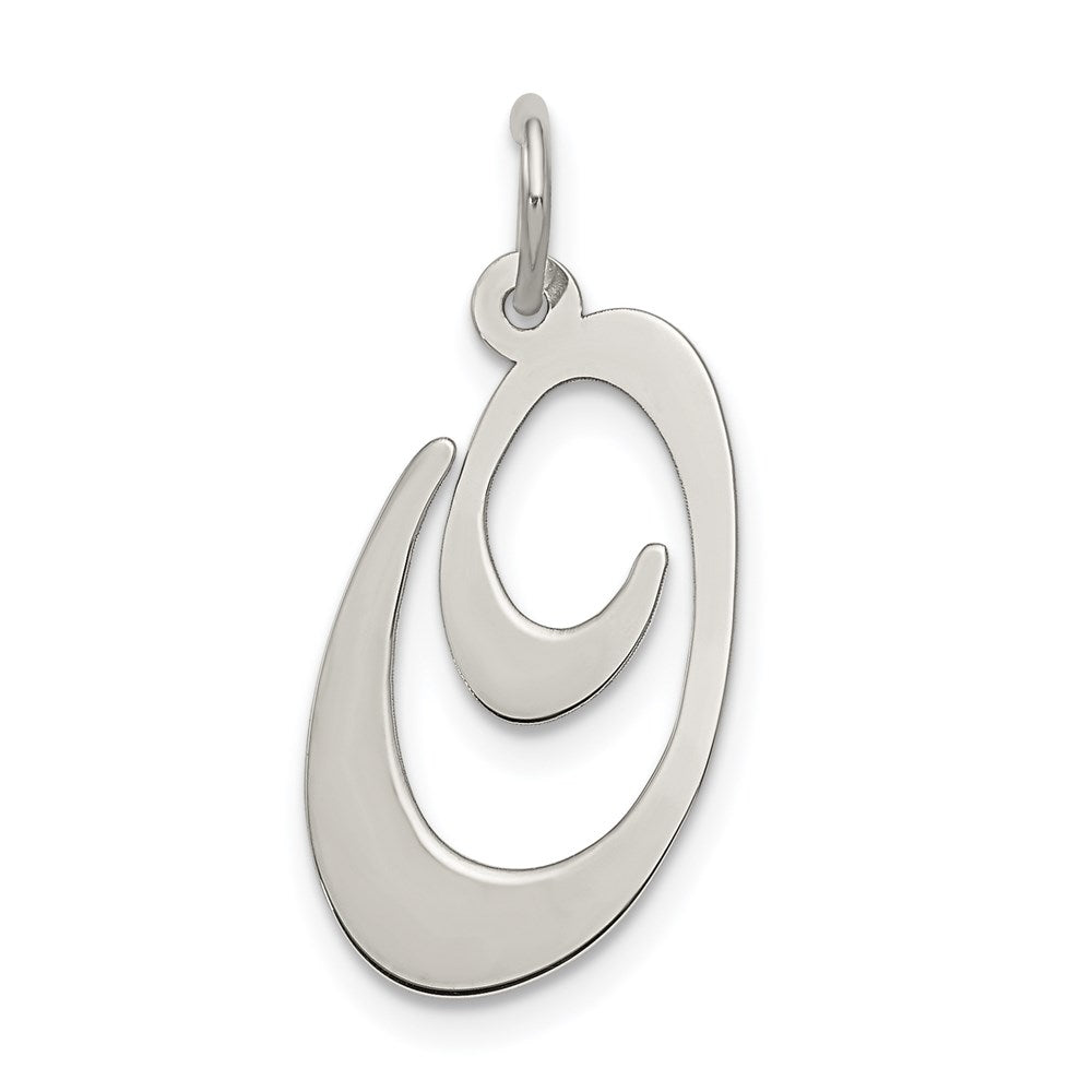 Sterling Silver, Ella Collection, LG Fancy Script Initial O Pendant, Item P14044-O by The Black Bow Jewelry Co.