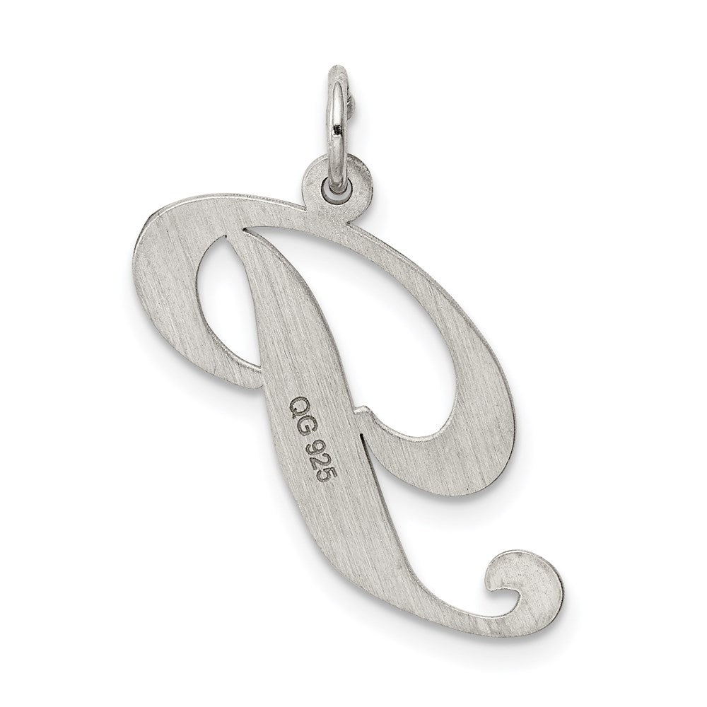Alternate view of the Sterling Silver, Ella Collection, LG Fancy Script Initial P Pendant by The Black Bow Jewelry Co.