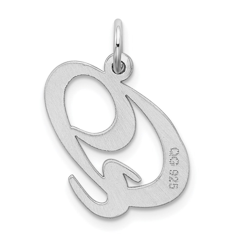 Alternate view of the Sterling Silver, Ella Collection, LG Fancy Script Initial Q Pendant by The Black Bow Jewelry Co.
