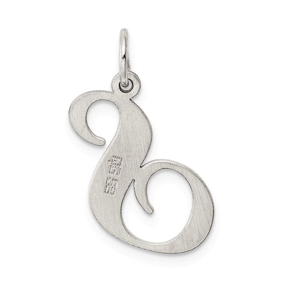Alternate view of the Sterling Silver, Ella Collection, LG Fancy Script Initial S Pendant by The Black Bow Jewelry Co.