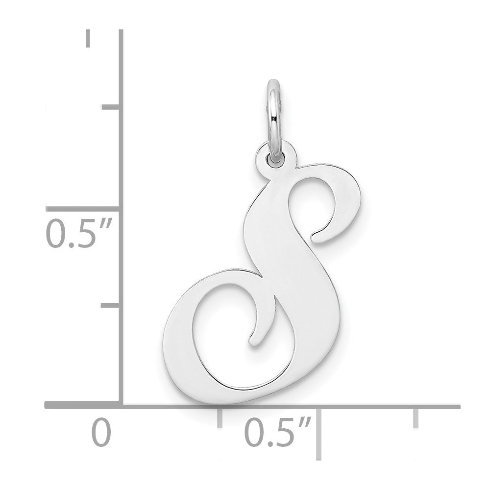Alternate view of the Sterling Silver, Ella Collection, LG Fancy Script Initial S Pendant by The Black Bow Jewelry Co.