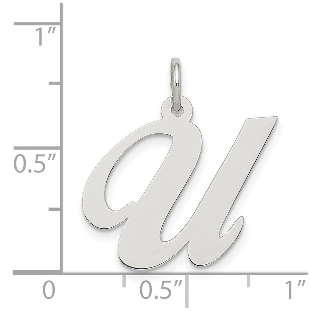 Alternate view of the Sterling Silver, Ella Collection, LG Fancy Script Initial U Pendant by The Black Bow Jewelry Co.