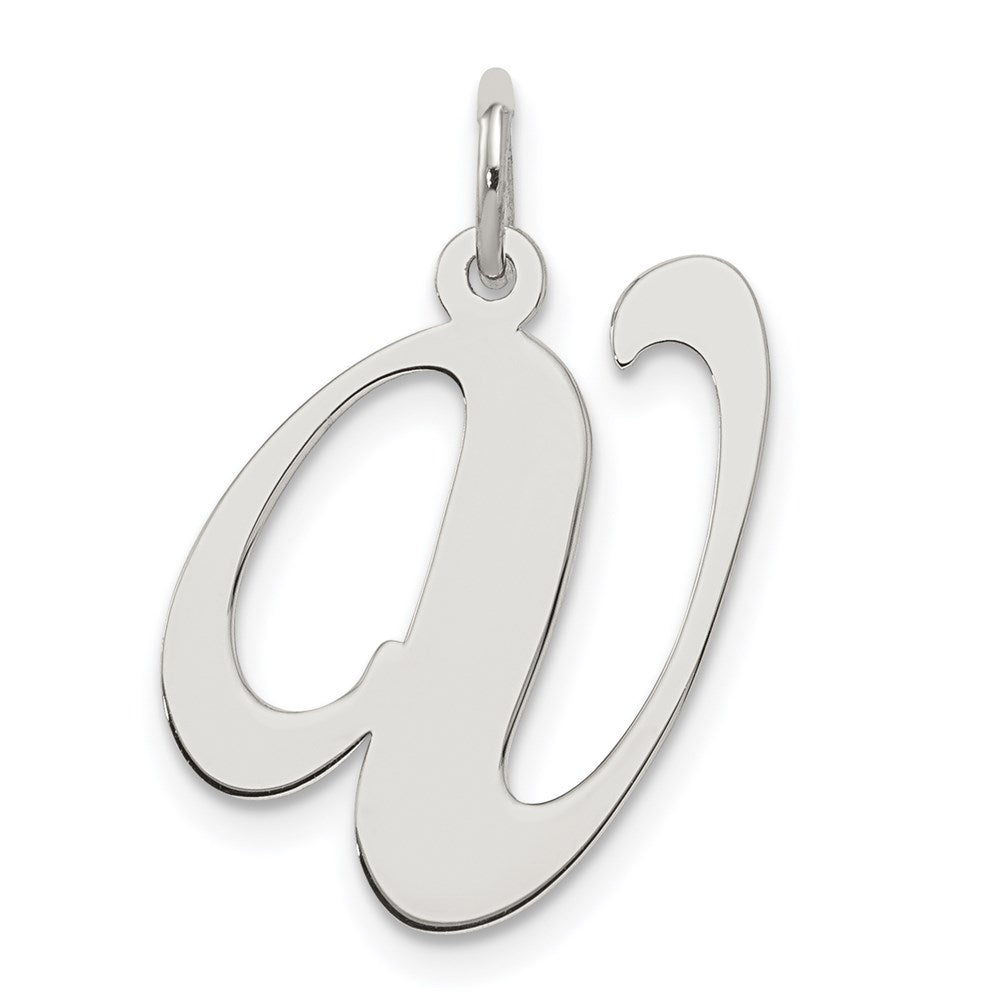 Sterling Silver, Ella Collection, LG Fancy Script Initial V Pendant, Item P14044-V by The Black Bow Jewelry Co.