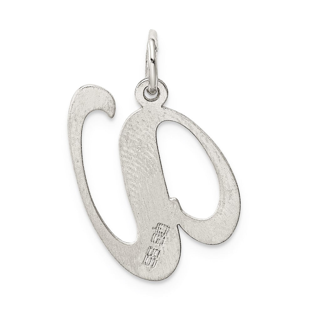 Alternate view of the Sterling Silver, Ella Collection, LG Fancy Script Initial V Pendant by The Black Bow Jewelry Co.