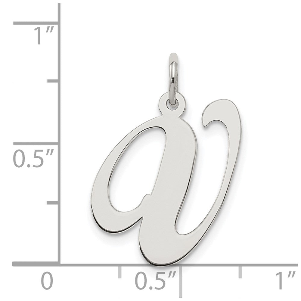 Alternate view of the Sterling Silver, Ella Collection, LG Fancy Script Initial V Pendant by The Black Bow Jewelry Co.