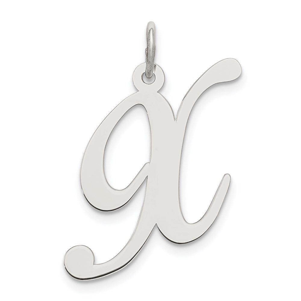 Sterling Silver, Ella Collection, LG Fancy Script Initial X Pendant, Item P14044-X by The Black Bow Jewelry Co.