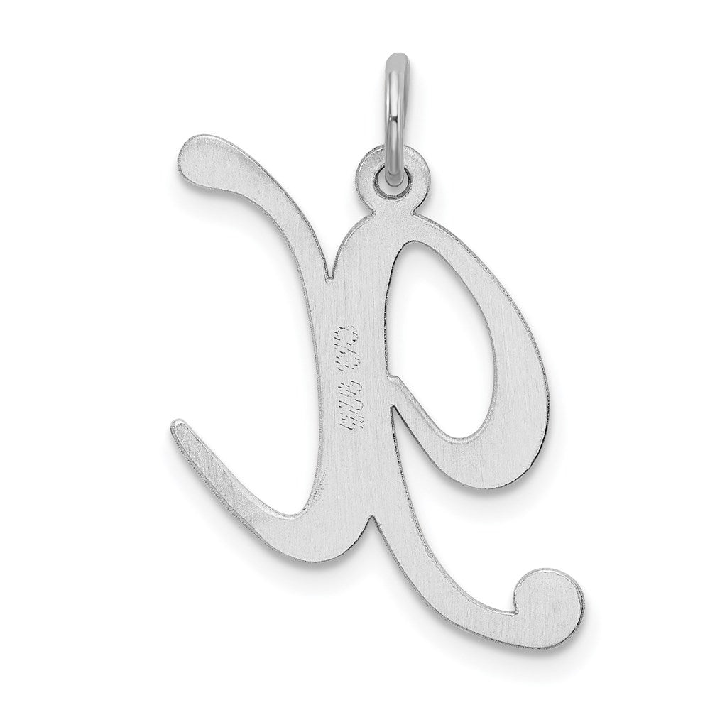 Alternate view of the Sterling Silver, Ella Collection, LG Fancy Script Initial X Pendant by The Black Bow Jewelry Co.