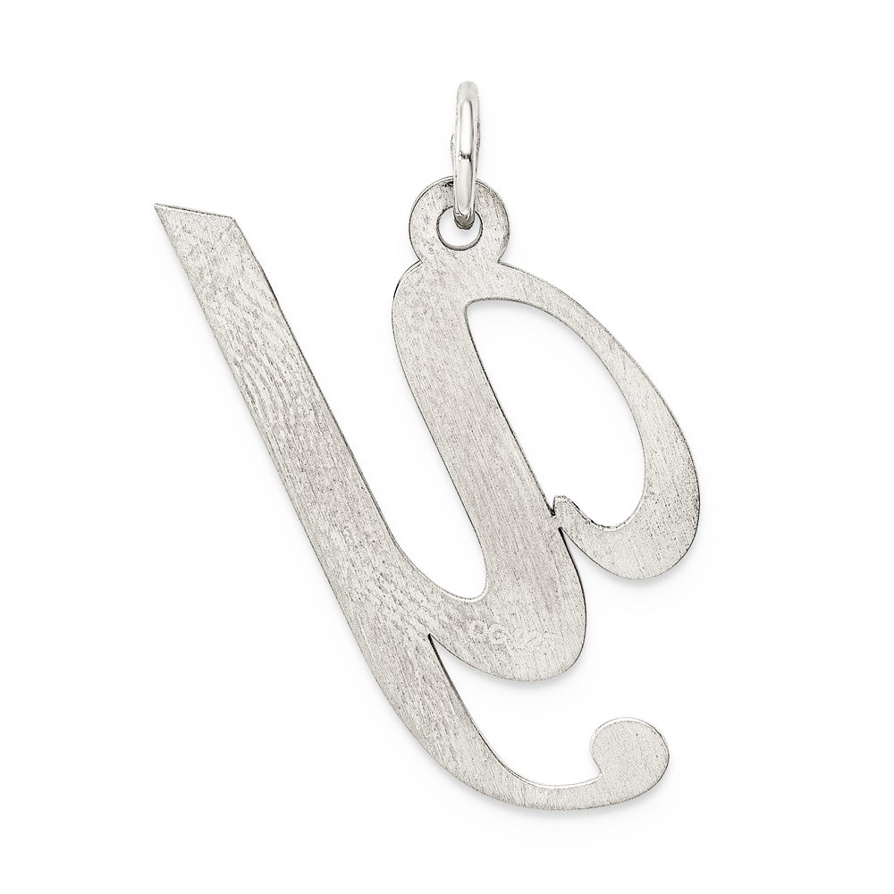 Alternate view of the Sterling Silver, Ella Collection, LG Fancy Script Initial Y Pendant by The Black Bow Jewelry Co.