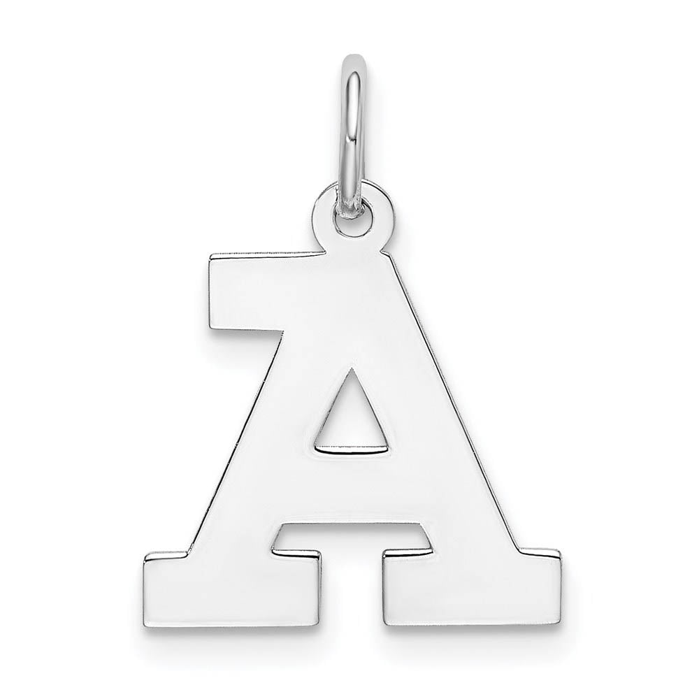 Sterling Silver Amanda Collection Medium Block Style Initial A Pendant, Item P14045-A by The Black Bow Jewelry Co.
