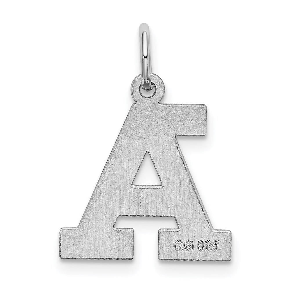 Alternate view of the Sterling Silver Amanda Collection Medium Block Style Initial A Pendant by The Black Bow Jewelry Co.