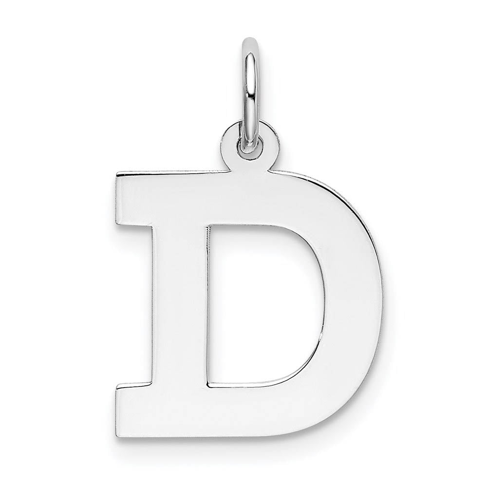 Sterling Silver Amanda Collection Medium Block Style Initial D Pendant, Item P14045-D by The Black Bow Jewelry Co.