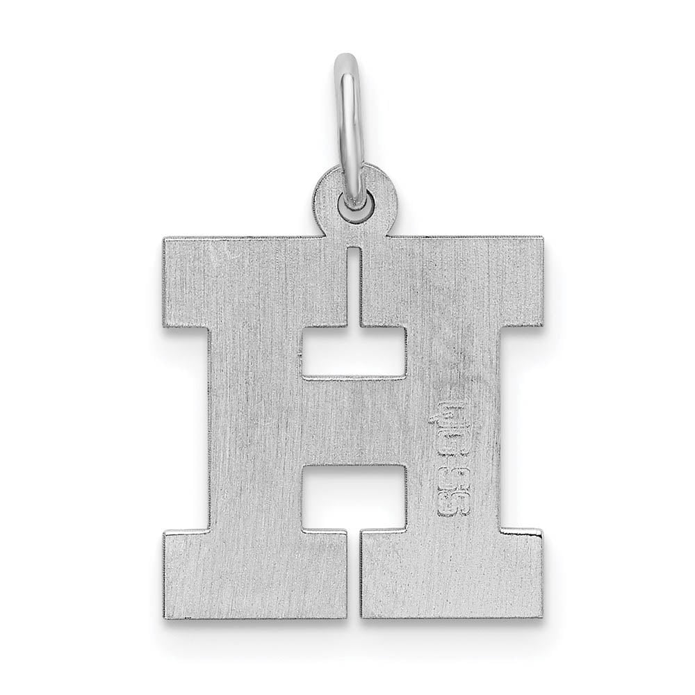 Alternate view of the Sterling Silver Amanda Collection Medium Block Style Initial H Pendant by The Black Bow Jewelry Co.