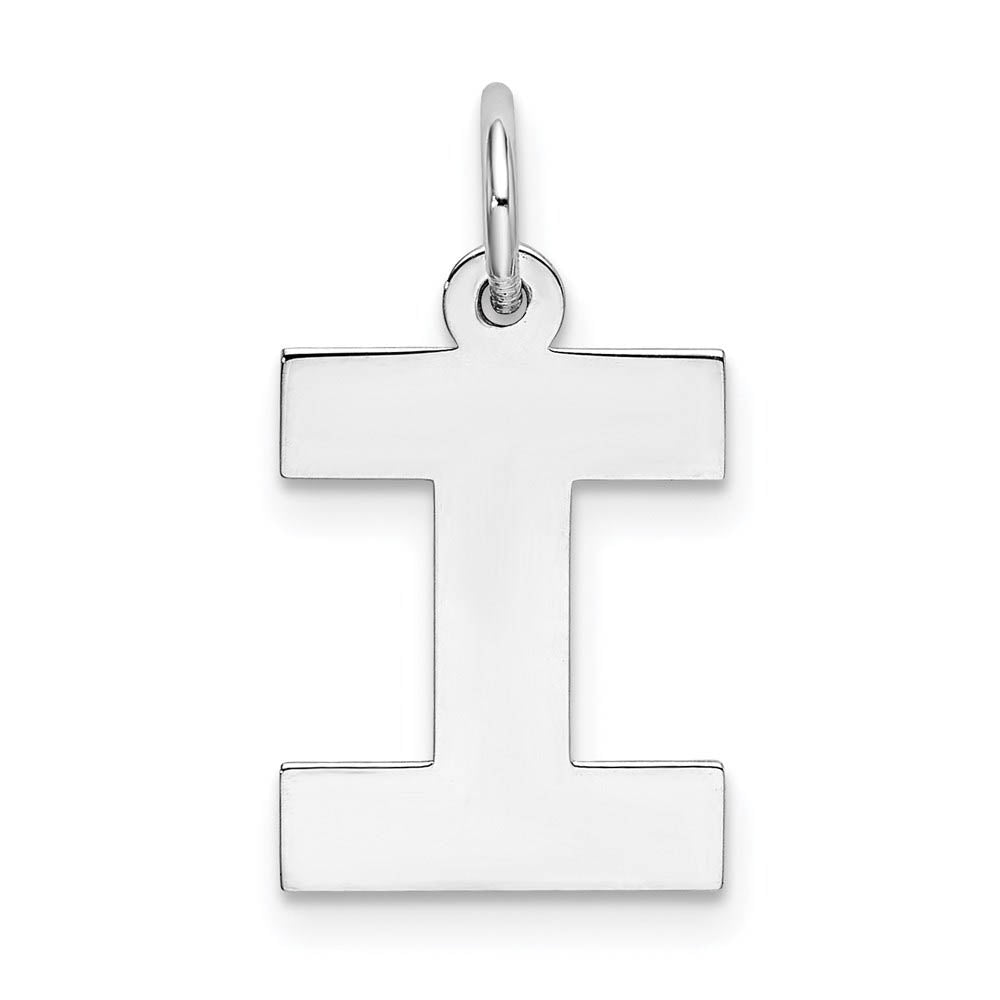 Sterling Silver Amanda Collection Medium Block Style Initial I Pendant, Item P14045-I by The Black Bow Jewelry Co.