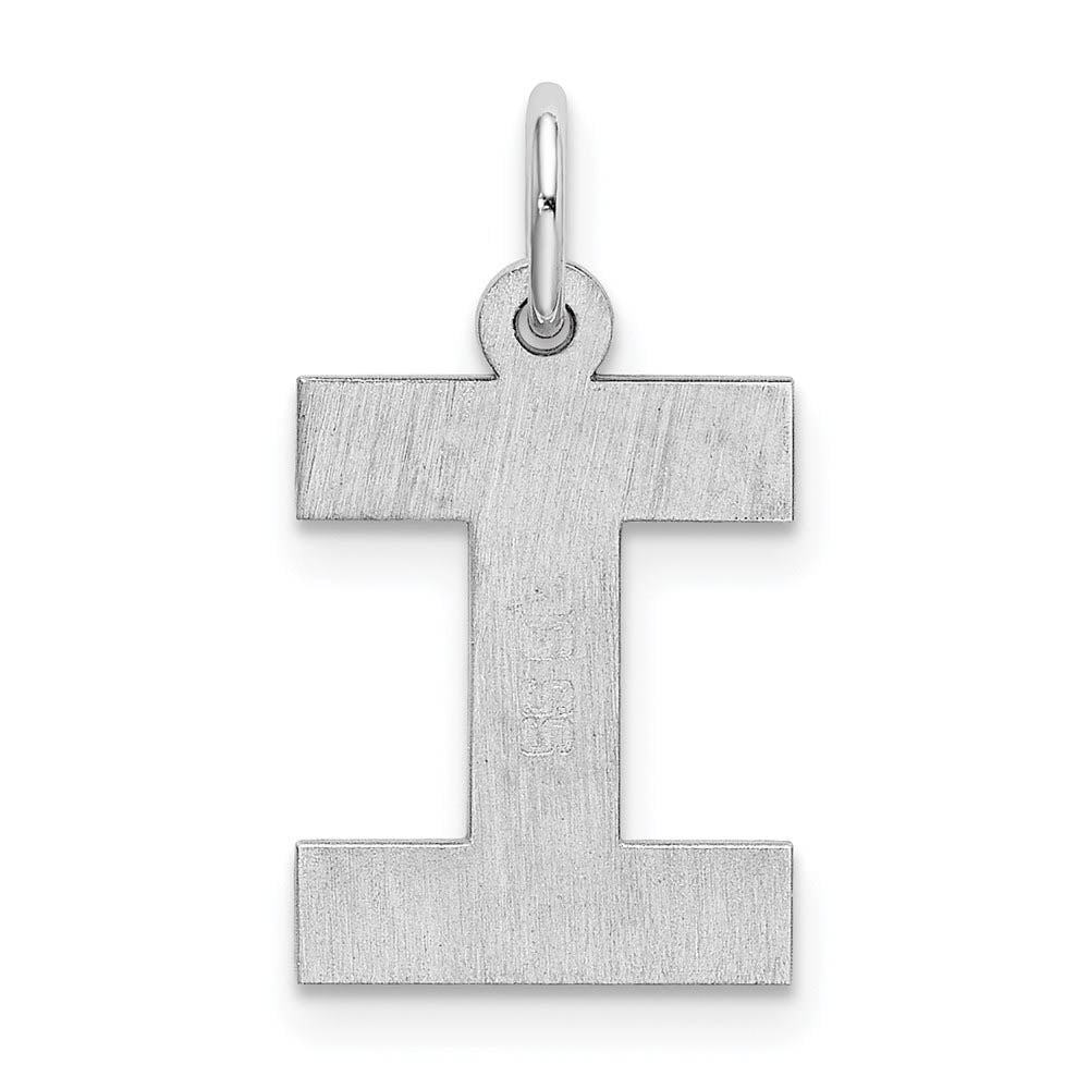 Alternate view of the Sterling Silver Amanda Collection Medium Block Style Initial I Pendant by The Black Bow Jewelry Co.