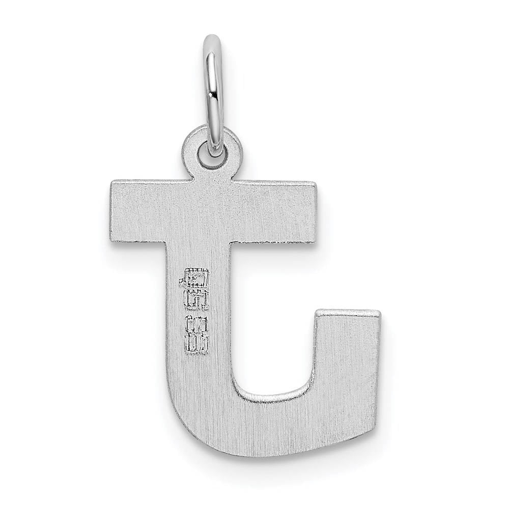Alternate view of the Sterling Silver Amanda Collection Medium Block Style Initial J Pendant by The Black Bow Jewelry Co.