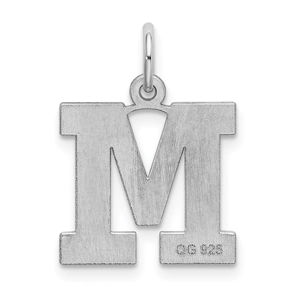 Alternate view of the Sterling Silver Amanda Collection Medium Block Style Initial M Pendant by The Black Bow Jewelry Co.