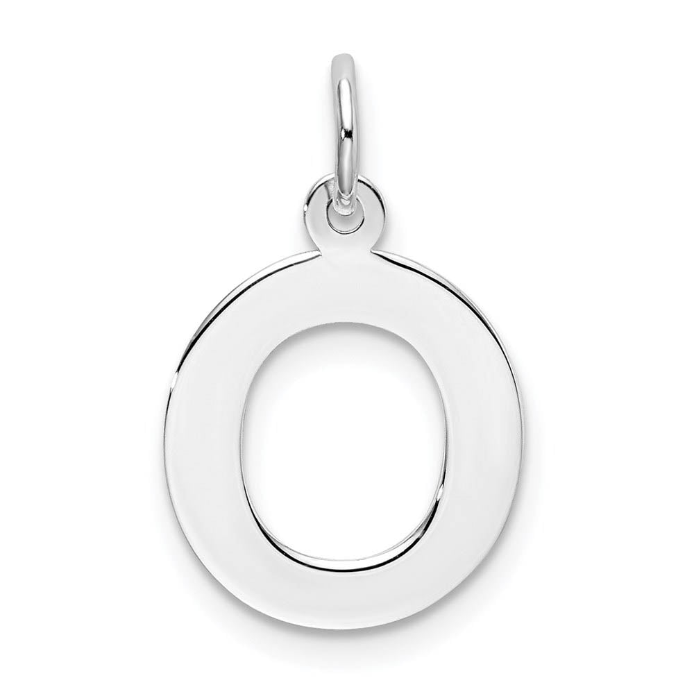 Sterling Silver Amanda Collection Medium Block Style Initial O Pendant, Item P14045-O by The Black Bow Jewelry Co.
