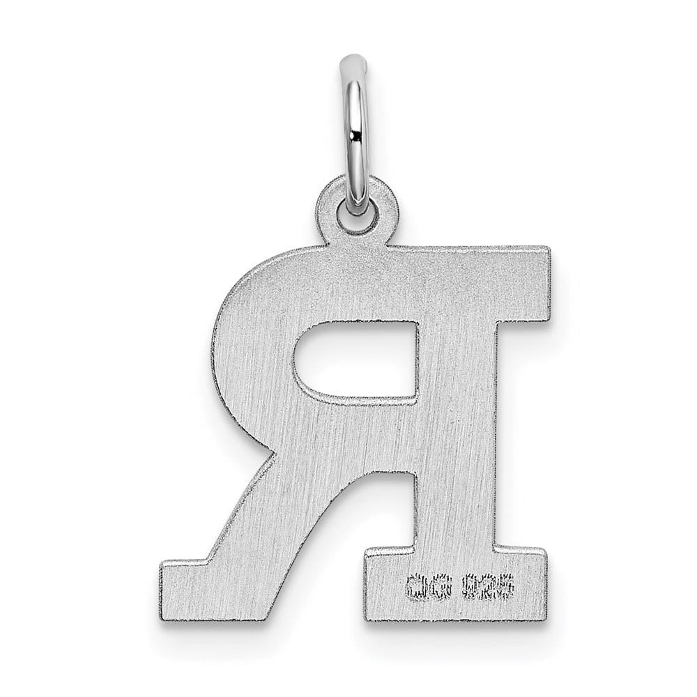 Alternate view of the Sterling Silver Amanda Collection Medium Block Style Initial R Pendant by The Black Bow Jewelry Co.