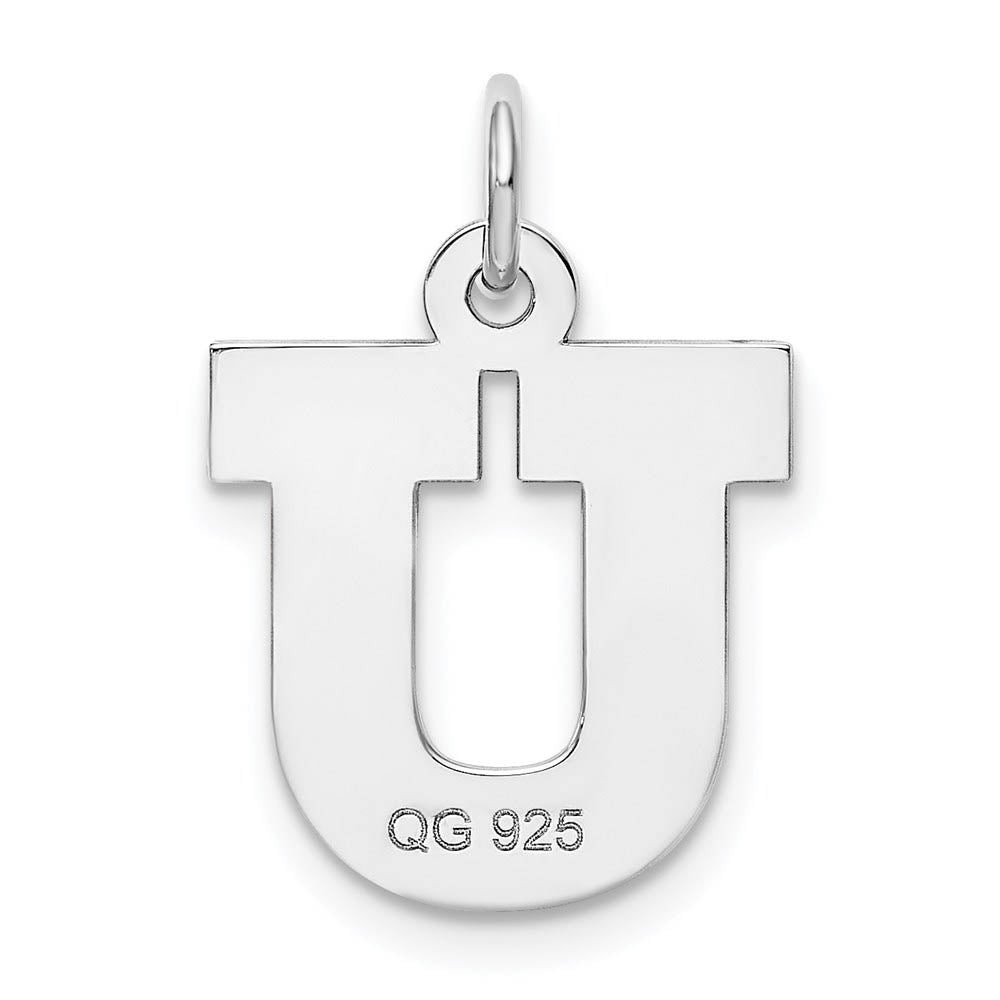 Alternate view of the Sterling Silver Amanda Collection Medium Block Style Initial U Pendant by The Black Bow Jewelry Co.