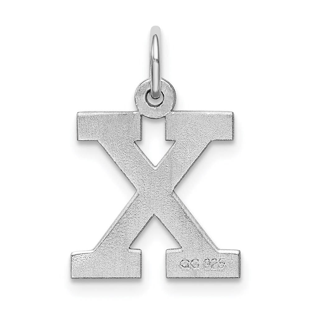 Alternate view of the Sterling Silver Amanda Collection Medium Block Style Initial X Pendant by The Black Bow Jewelry Co.