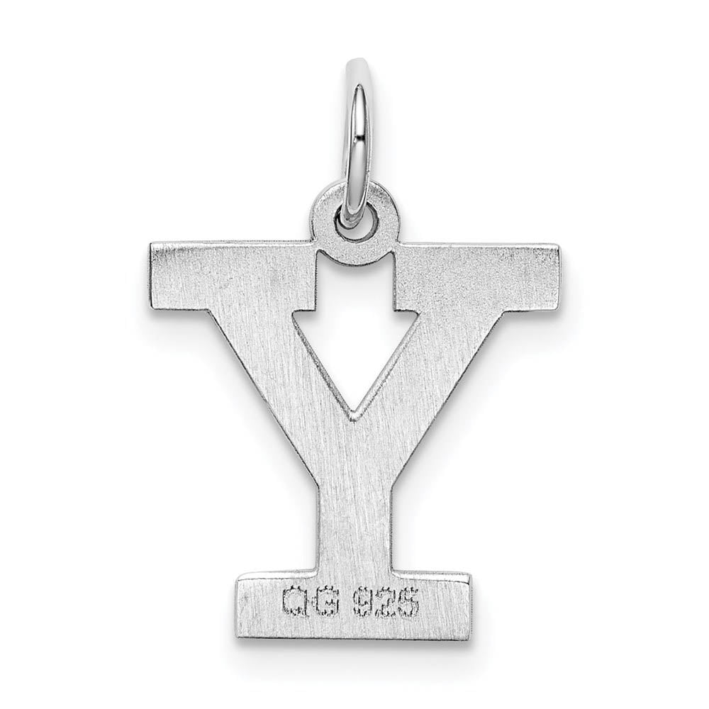 Alternate view of the Sterling Silver Amanda Collection Medium Block Style Initial Y Pendant by The Black Bow Jewelry Co.
